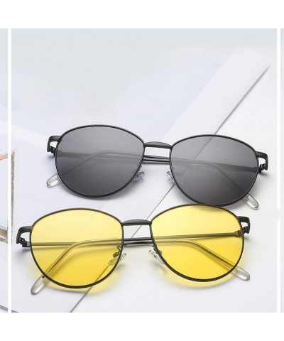Butterfly Unisex Classic Oval Shape Vintage Metal Full Frame Sunglasses Retro Glasses - E - CA196QWN7XK $16.15