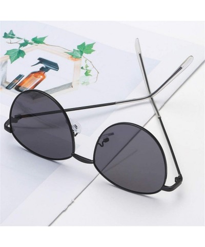 Butterfly Unisex Classic Oval Shape Vintage Metal Full Frame Sunglasses Retro Glasses - E - CA196QWN7XK $16.15