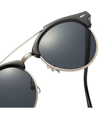Round Unique round Polarized Sunglasses Men Women Fashion Driving Sunglasses Vintage - Black/Black - CU1855GQMHM $11.44