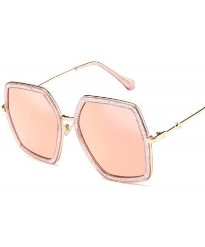 Square Big Shiny Sunglasses For Women 2019 New Oversized Square G Red Green Brand Blue - Pink - C018XGGW928 $18.04
