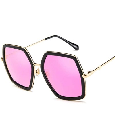 Square Big Shiny Sunglasses For Women 2019 New Oversized Square G Red Green Brand Blue - Pink - C018XGGW928 $8.20