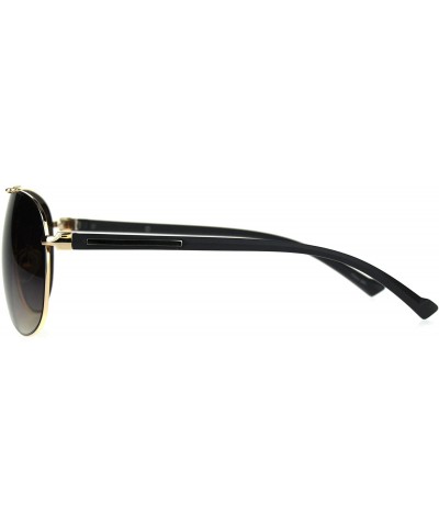 Oversized Designer Exposed Lens Officer Pilots Luxury Fashion Sunglasses - Gold Brown Smoke - C8189I432ZL $18.41