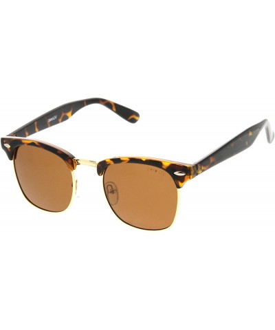 Semi-rimless Half Frame Semi-Rimless Horn Rimmed Sunglasses - Polarized - Tortoise / Brown - CG11KVCE9ZL $19.67
