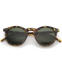 Round Retro Horn Rimmed Keyhole Nose Bridge P3 Round Sunglasses 49mm - Shiny Yellow-tortoise / Green - C312MZOIVYO $12.00