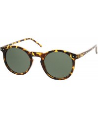 Round Retro Horn Rimmed Keyhole Nose Bridge P3 Round Sunglasses 49mm - Shiny Yellow-tortoise / Green - C312MZOIVYO $12.00