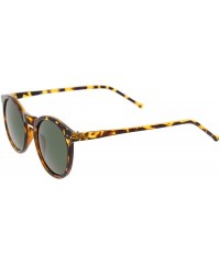 Round Retro Horn Rimmed Keyhole Nose Bridge P3 Round Sunglasses 49mm - Shiny Yellow-tortoise / Green - C312MZOIVYO $12.00