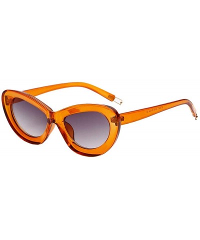 Sport Womens Fashion Cat Eye Small Frame Sunglasses Oval Vintage Sunglasses Eyeglasses - D - CI18TQY84X8 $18.79