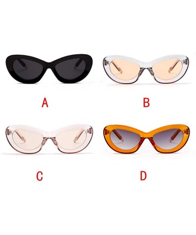 Sport Womens Fashion Cat Eye Small Frame Sunglasses Oval Vintage Sunglasses Eyeglasses - D - CI18TQY84X8 $18.79