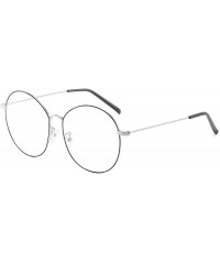 Round Men's and Women's Retro Metal Eyeglass Frame Round Optical Glasses - Silver Black - C318NGQXDDN $20.37