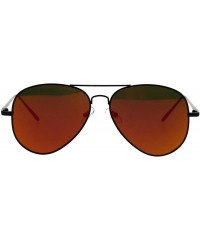 Aviator Flat Frame Aviator Sunglasses Unisex Fashion Mirrored Shades UV 400 - Black (Orange Mirror) - CR18I6S3TA2 $10.89