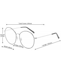 Round Men's and Women's Retro Metal Eyeglass Frame Round Optical Glasses - Silver Black - C318NGQXDDN $20.37