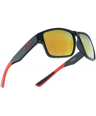 Rectangular Outdoor Dual Colored Sports Fashion Wraparound Square Mirrored Revo Lens Sunglasses For Men - CV18UEWIUDW $15.88