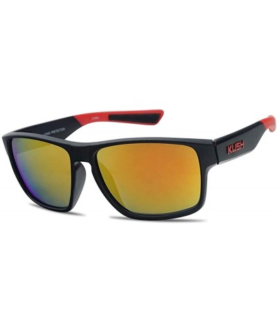 Rectangular Outdoor Dual Colored Sports Fashion Wraparound Square Mirrored Revo Lens Sunglasses For Men - CV18UEWIUDW $15.88