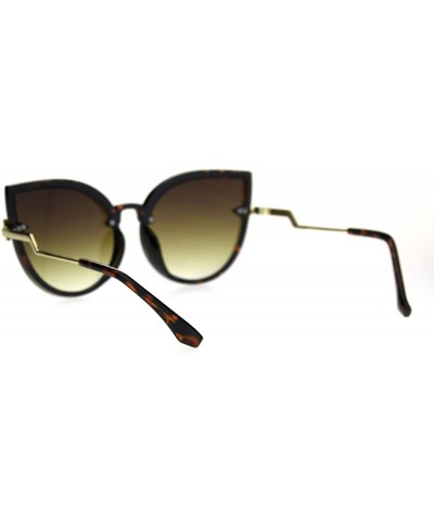 Cat Eye Womens Oversize Cat Eye Bolt Crooked Arm Designer Sunglasses - Tortoise Gradient Brown - C218SQDCM3D $14.14