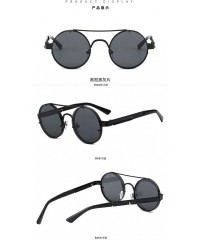 Rimless Retro Rimless Round Steampunk Sunglasses - Black - C018NZHL2ZE $13.85