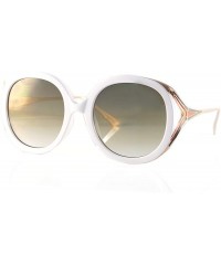 Square Oversize Luxury Open Metal Temple Round Square Sunglasses A269 - White Green - C618R45TK28 $15.86