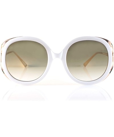 Square Oversize Luxury Open Metal Temple Round Square Sunglasses A269 - White Green - C618R45TK28 $15.86