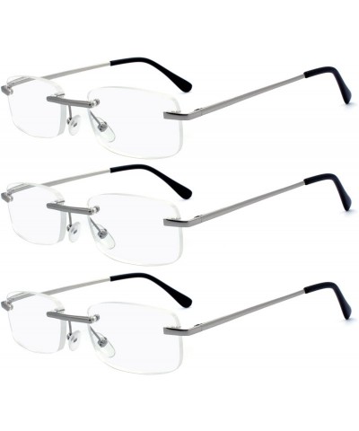 Rimless Rimless Reading Glasses Frameless Readers - 3pk Silver - CG12BI2WKXF $11.92
