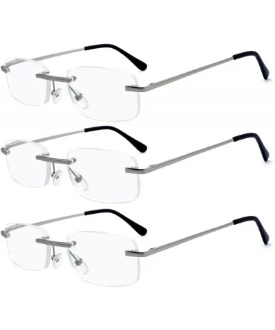 Rimless Rimless Reading Glasses Frameless Readers - 3pk Silver - CG12BI2WKXF $28.07