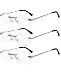 Rimless Rimless Reading Glasses Frameless Readers - 3pk Silver - CG12BI2WKXF $11.92