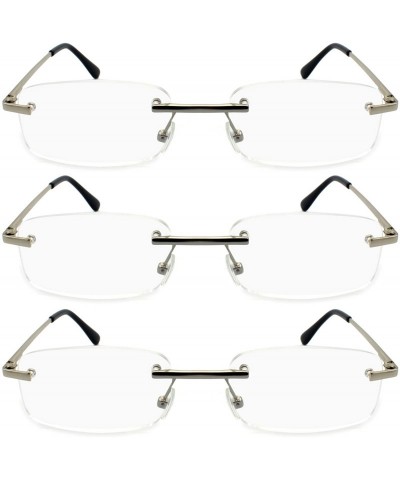 Rimless Rimless Reading Glasses Frameless Readers - 3pk Silver - CG12BI2WKXF $11.92