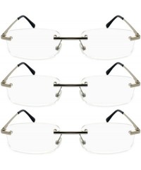 Rimless Rimless Reading Glasses Frameless Readers - 3pk Silver - CG12BI2WKXF $11.92