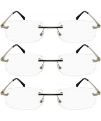 Rimless Rimless Reading Glasses Frameless Readers - 3pk Silver - CG12BI2WKXF $11.92