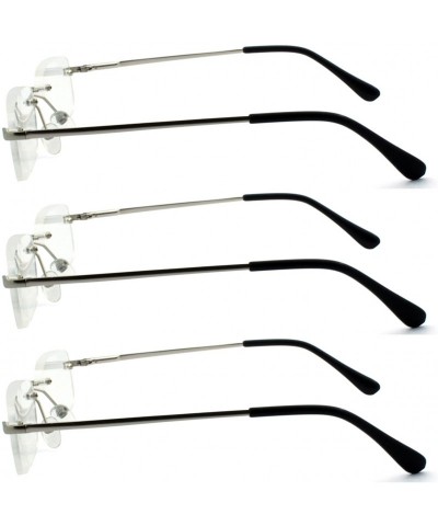 Rimless Rimless Reading Glasses Frameless Readers - 3pk Silver - CG12BI2WKXF $11.92