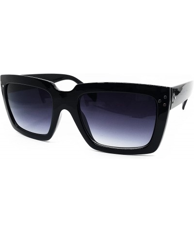 Oversized 92055 Premium Oversize XL Women Men Retro Vintage Havana Tilda Shadow Style Fashion Sunglasses - Black - C118EN0283...
