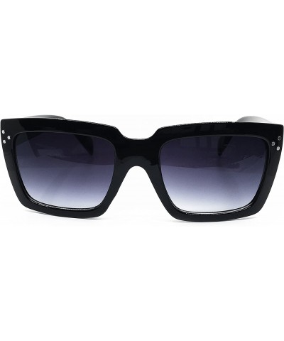 Oversized 92055 Premium Oversize XL Women Men Retro Vintage Havana Tilda Shadow Style Fashion Sunglasses - Black - C118EN0283...