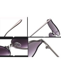 Oval Round Polarized Sunglasses Metal Frame Flat Lens Unisex Glasses SJ1058 - C4 Silver Frame/Light Blue Mirrored Lens - CB18...