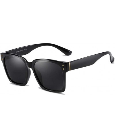 Oval Unisex Sunglasses Retro Black Drive Holiday Oval Polarized UV400 - Black - CN18R0ROIGC $21.87