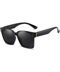 Oval Unisex Sunglasses Retro Black Drive Holiday Oval Polarized UV400 - Black - CN18R0ROIGC $9.33