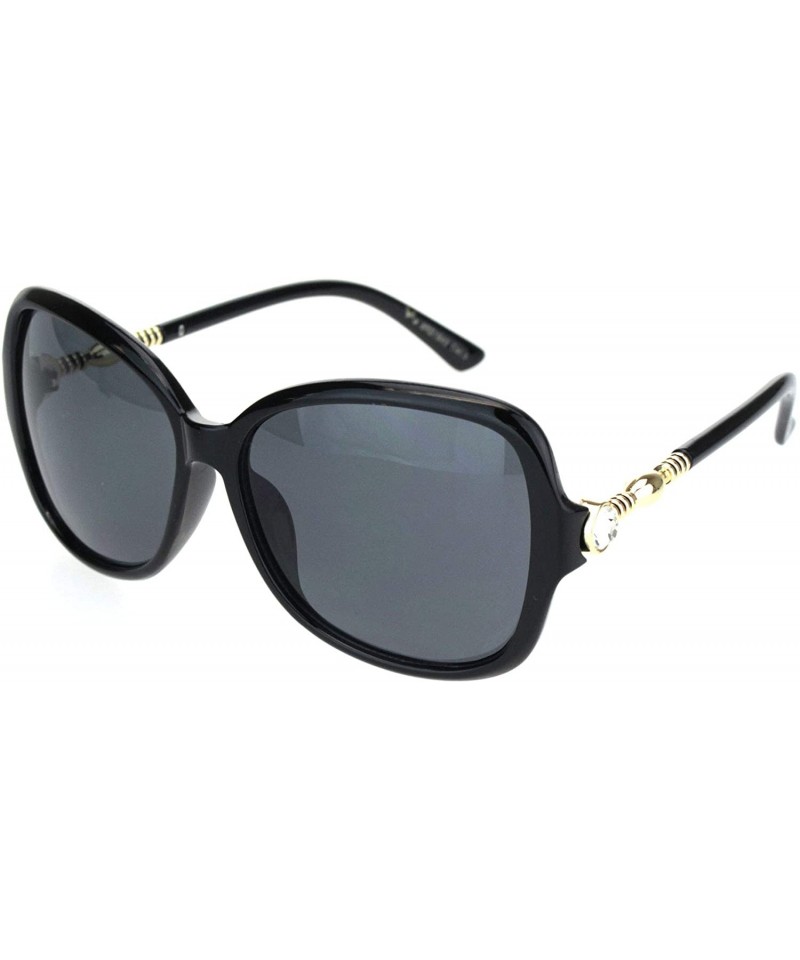 Butterfly Womens Large Rhinestone Hinge Gradient Lens Butterfly Plastic Sunglasses - All Black - C718OQTKGQR $12.71