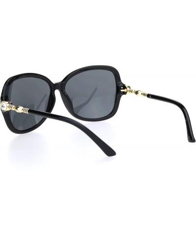 Butterfly Womens Large Rhinestone Hinge Gradient Lens Butterfly Plastic Sunglasses - All Black - C718OQTKGQR $12.71