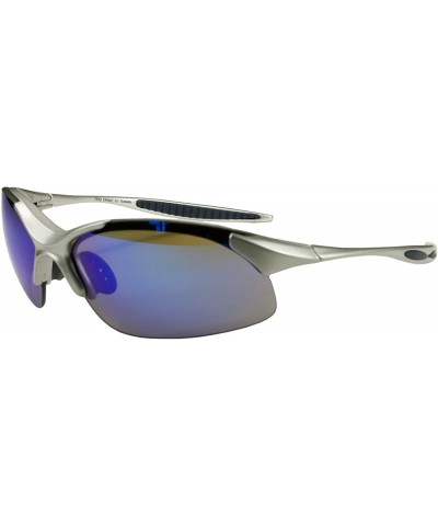 Wrap CLEARANCE!!! A728 Sunglasses Wrap Style UV400 Lens All Active Sports - Silver & Ice Blue - CZ11RWRIARP $30.82