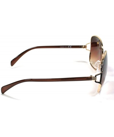 Aviator Women's Aviator Sunglasses 6005 - Brown - C111ERZDV8J $7.97