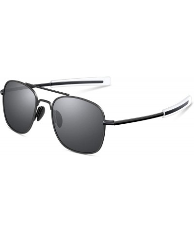 Oversized Mens Aviator Sunglasses 53mm TAC Polarized Lense Military Style Metal Frame with Bayonet Temples - CZ18LS5RG6S $39.73