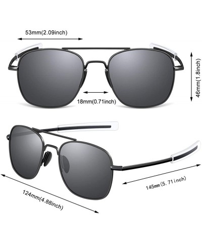 Oversized Mens Aviator Sunglasses 53mm TAC Polarized Lense Military Style Metal Frame with Bayonet Temples - CZ18LS5RG6S $23.40