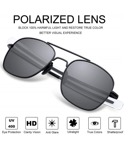 Oversized Mens Aviator Sunglasses 53mm TAC Polarized Lense Military Style Metal Frame with Bayonet Temples - CZ18LS5RG6S $23.40