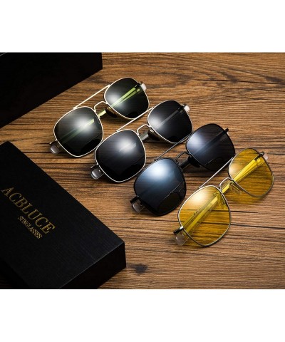Oversized Mens Aviator Sunglasses 53mm TAC Polarized Lense Military Style Metal Frame with Bayonet Temples - CZ18LS5RG6S $23.40