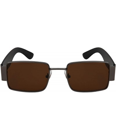 Rectangular Retro Vintage Square Frame Sunglasses for Men Women UV Protection 50mm Flat Lens - C818ZWL2QEX $11.38