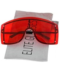 Oversized OVERSIZED VINTAGE RETRO Huge Big MASK SHIELD Half Face Owen Style SUNGLASSES - Black and Red - CK18ILERMKD $41.80