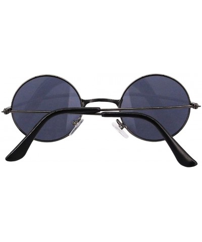 Round Round Retro Vintage Circle Style Sunglasses Colored Metal Frame Small Frame 44mm - Blue - CL18Q8LHIZ5 $11.30