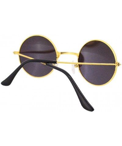 Round Round Retro Vintage Circle Style Sunglasses Colored Metal Frame Small Frame 44mm - Blue - CL18Q8LHIZ5 $11.30