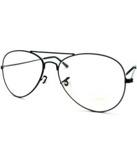 Aviator Clear Lens Glasses Unisex Thin Metal Aviator Eyeglasses Frame - Black - CN11IELOCWB $20.00