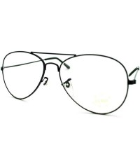 Aviator Clear Lens Glasses Unisex Thin Metal Aviator Eyeglasses Frame - Black - CN11IELOCWB $12.10