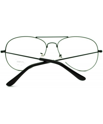 Aviator Clear Lens Glasses Unisex Thin Metal Aviator Eyeglasses Frame - Black - CN11IELOCWB $12.10