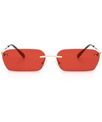 Cat Eye RimlSunglasses Women Luxury Cat Eye Sun Glasses Men Vintage Retro Square Small Sunglass Black Yellow - Red - CQ197A2Z...