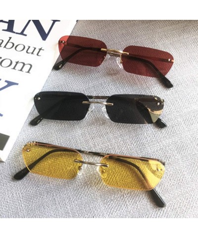 Cat Eye RimlSunglasses Women Luxury Cat Eye Sun Glasses Men Vintage Retro Square Small Sunglass Black Yellow - Red - CQ197A2Z...